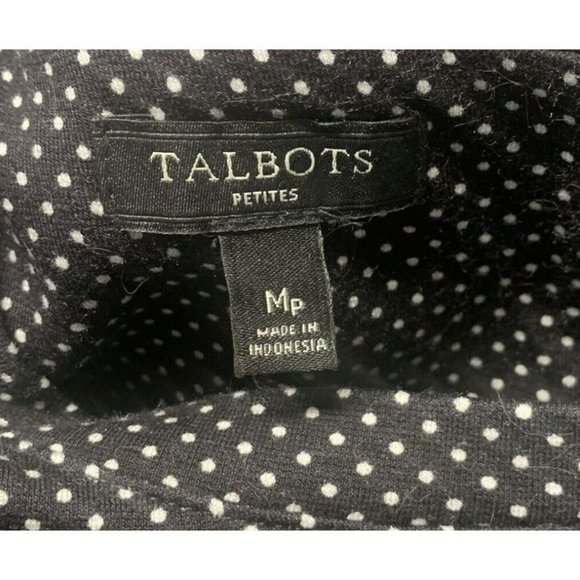 Talbots Top Jersey Women Medium Petite Black Pullover 3/4 Sleeve Shirt Cruise - Picture 2 of 5
